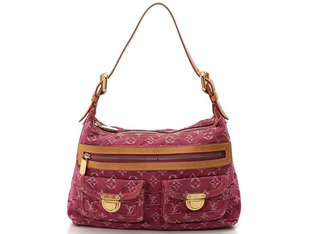 LOUIS VUITTON Baggy Shoulder Bag Monogram Denim Fuschia Pink